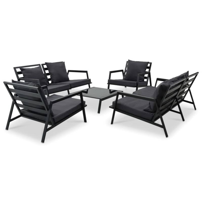 vidaXL Muebles de jardín 5 pzas y cojines de aluminio gris oscuro vidaXL Muebles de jardín 5 pzas y cojines de aluminio gris oscuro