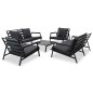 vidaXL Muebles de jardín 5 pzas y cojines de aluminio gris oscuro vidaXL Muebles de jardín 5 pzas y cojines de aluminio gris oscuro