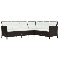 vidaXL Set muebles de jardín 3 pzas y cojines ratán sintético marrón