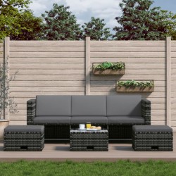 vidaXL Set de muebles de jardín 4 pzas y cojines ratán sintético gris