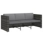vidaXL Set de muebles de jardín 4 pzas y cojines ratán sintético gris