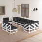 vidaXL Juego de muebles de jardín 9 pzas y cojines madera maciza pino vidaXL Juego de muebles de jardín 9 pzas y cojines madera maciza pino