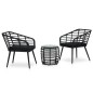 vidaXL Set de mesa y sillas de jardín 3 piezas ratán sintético negro vidaXL Set de mesa y sillas de jardín 3 piezas ratán sintético negro