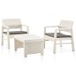 vidaXL Juego de muebles de jardín 3 piezas plástico blanco vidaXL Juego de muebles de jardín 3 piezas plástico blanco