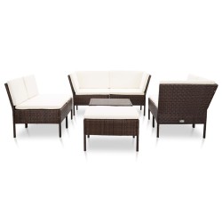 vidaXL Set muebles de jardín 8 piezas y cojines ratán sintético marrón