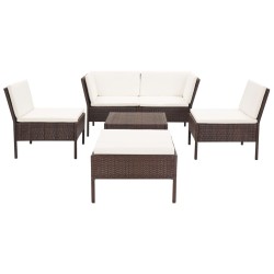 vidaXL Set muebles de jardín 6 piezas y cojines ratán sintético marrón