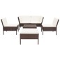 vidaXL Set muebles de jardín 6 piezas y cojines ratán sintético marrón vidaXL Set muebles de jardín 6 piezas y cojines ratán sintético marrón