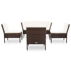 vidaXL Set muebles de jardín 6 piezas y cojines ratán sintético marrón