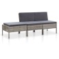 vidaXL Set de muebles de jardín 3 pzas y cojines ratán sintético gris vidaXL Set de muebles de jardín 3 pzas y cojines ratán sintético gris