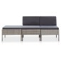 vidaXL Set de muebles de jardín 3 pzas y cojines ratán sintético gris vidaXL Set de muebles de jardín 3 pzas y cojines ratán sintético gris