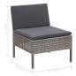 vidaXL Set de muebles de jardín 3 pzas y cojines ratán sintético gris vidaXL Set de muebles de jardín 3 pzas y cojines ratán sintético gris