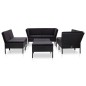 vidaXL Set muebles de jardín 8 piezas y cojines ratán sintético negro