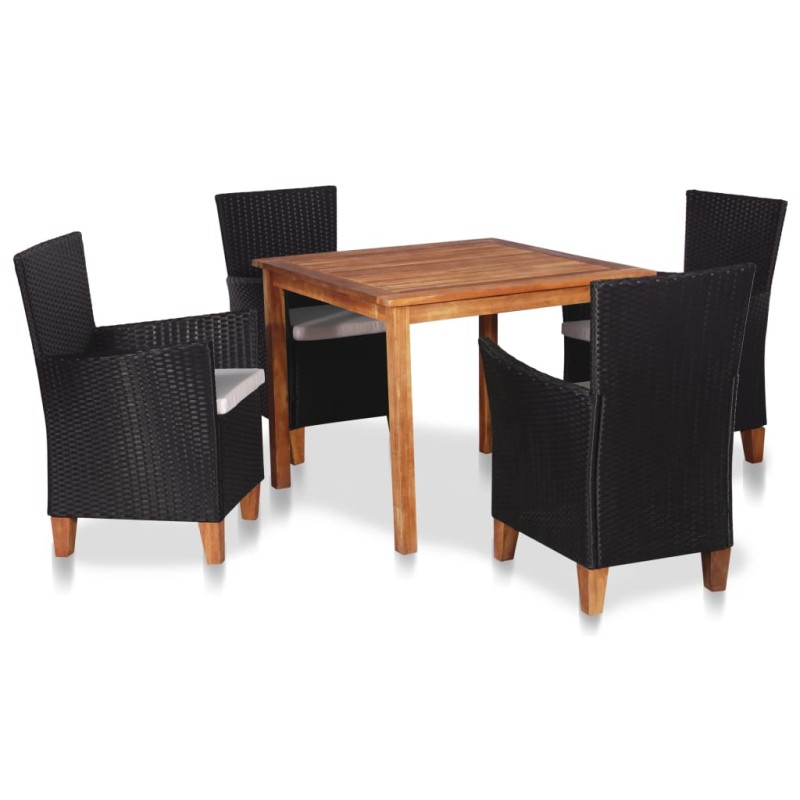 vidaXL Set de comedor de jardín 5 pzas ratán sintético negro y marrón vidaXL Set de comedor de jardín 5 pzas ratán sintético negro y marrón
