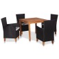 vidaXL Set de comedor de jardín 5 pzas ratán sintético negro y marrón vidaXL Set de comedor de jardín 5 pzas ratán sintético negro y marrón