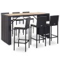 vidaXL Set muebles bar jardín 7 piezas y cojines ratán sintético negro vidaXL Set muebles bar jardín 7 piezas y cojines ratán sintético negro