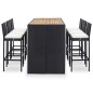 vidaXL Set muebles bar jardín 7 piezas y cojines ratán sintético negro vidaXL Set muebles bar jardín 7 piezas y cojines ratán sintético negro