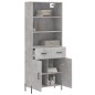 vidaXL Aparador alto madera contrachapada gris hormigón 69,5x34x180 cm vidaXL Aparador alto madera contrachapada gris hormigón 69,5x34x180 cm