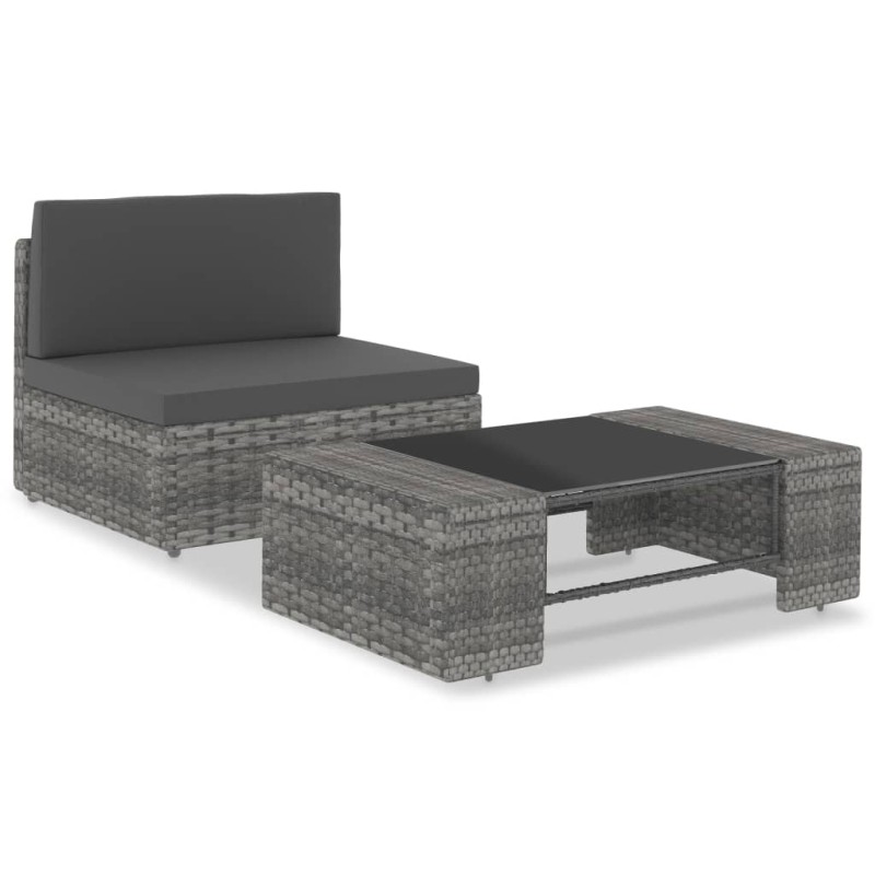 vidaXL Juego de muebles de jardín 2 piezas ratán sintético gris vidaXL Juego de muebles de jardín 2 piezas ratán sintético gris