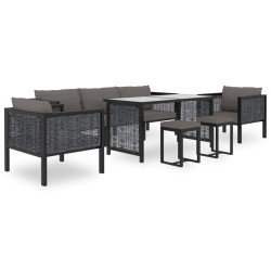 vidaXL Muebles jardín 8 pzas y cojines ratán sintético gris antracita