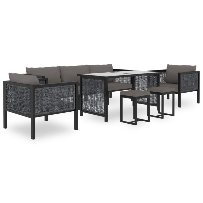 vidaXL Muebles jardín 8 pzas y cojines ratán sintético gris antracita vidaXL Muebles jardín 8 pzas y cojines ratán sintético gris antracita
