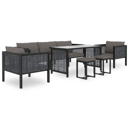 vidaXL Muebles jardín 8 pzas y cojines ratán sintético gris antracita