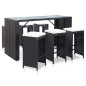 vidaXL Mesa y sillas bar jardín 7 pzas y cojines ratán sintético negro vidaXL Mesa y sillas bar jardín 7 pzas y cojines ratán sintético negro