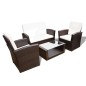 vidaXL Set muebles de jardín 4 piezas y cojines ratán sintético marrón vidaXL Set muebles de jardín 4 piezas y cojines ratán sintético marrón