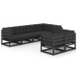 vidaXL Juego de muebles de jardín 7 pzas y cojines madera maciza pino vidaXL Juego de muebles de jardín 7 pzas y cojines madera maciza pino