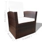 vidaXL Set muebles de jardín 4 piezas y cojines ratán sintético marrón vidaXL Set muebles de jardín 4 piezas y cojines ratán sintético marrón