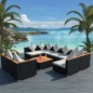 vidaXL Set de muebles de jardín 9 pzas y cojines ratán sintético negro vidaXL Set de muebles de jardín 9 pzas y cojines ratán sintético negro