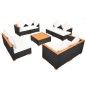 vidaXL Set de muebles de jardín 9 pzas y cojines ratán sintético negro vidaXL Set de muebles de jardín 9 pzas y cojines ratán sintético negro