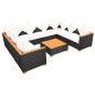 vidaXL Set de muebles de jardín 9 pzas y cojines ratán sintético negro vidaXL Set de muebles de jardín 9 pzas y cojines ratán sintético negro