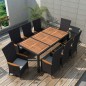 vidaXL Set comedor jardín 9 piezas ratán sintético y madera acacia negro vidaXL Set comedor jardín 9 piezas ratán sintético y madera acacia negro