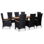 vidaXL Set comedor jardín 9 piezas ratán sintético y madera acacia negro vidaXL Set comedor jardín 9 piezas ratán sintético y madera acacia negro