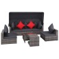 vidaXL Set de sofás de jardín 7 piezas y cojines ratán sintético gris vidaXL Set de sofás de jardín 7 piezas y cojines ratán sintético gris