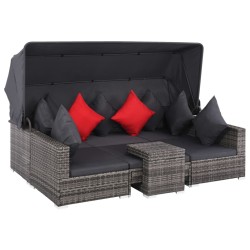 vidaXL Set de sofás de jardín 7 piezas y cojines ratán sintético gris