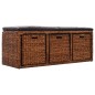 vidaXL Banco con 3 cestas hierba marina 105x40x42 cm marrón vidaXL Banco con 3 cestas hierba marina 105x40x42 cm marrón