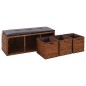 vidaXL Banco con 3 cestas hierba marina 105x40x42 cm marrón vidaXL Banco con 3 cestas hierba marina 105x40x42 cm marrón