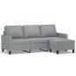 vidaXL Sofá de 3 plazas con taburete de tela gris claro 180 cm vidaXL Sofá de 3 plazas con taburete de tela gris claro 180 cm