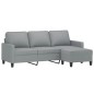 vidaXL Sofá de 3 plazas con taburete de tela gris claro 180 cm vidaXL Sofá de 3 plazas con taburete de tela gris claro 180 cm