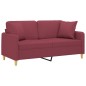 vidaXL Sofá de 2 plazas con cojines tela rojo tinto 140 cm
