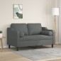 vidaXL Sofá de 2 plazas con cojines tela gris oscuro 120 cm vidaXL Sofá de 2 plazas con cojines tela gris oscuro 120 cm