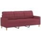 vidaXL Sofá de 3 plazas con cojines tela rojo tinto 180 cm vidaXL Sofá de 3 plazas con cojines tela rojo tinto 180 cm