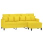 vidaXL Sofá de 3 plazas con taburete de tela amarillo claro 180 cm vidaXL Sofá de 3 plazas con taburete de tela amarillo claro 180 cm