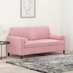 vidaXL Sofá de 2 plazas con cojines terciopelo rosa 140 cm