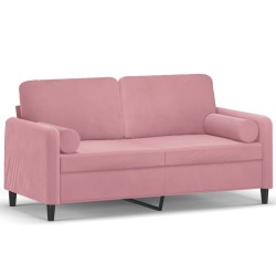 vidaXL Sofá de 2 plazas con cojines terciopelo rosa 140 cm