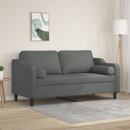 vidaXL Sofá de 2 plazas con cojines tela gris oscuro 140 cm