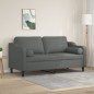 vidaXL Sofá de 2 plazas con cojines tela gris oscuro 140 cm vidaXL Sofá de 2 plazas con cojines tela gris oscuro 140 cm