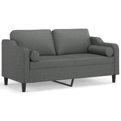 vidaXL Sofá de 2 plazas con cojines tela gris oscuro 140 cm