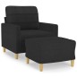 vidaXL Sillón con taburete tela negro 60 cm vidaXL Sillón con taburete tela negro 60 cm